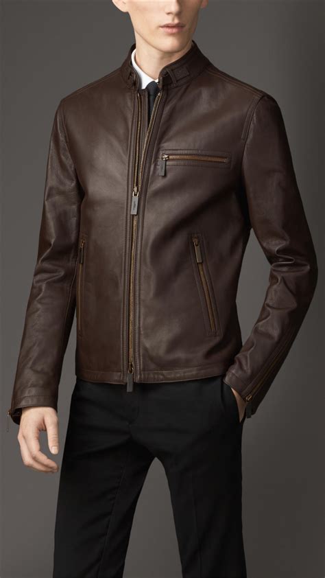 burberry leather coat brown|classic burberry jacket.